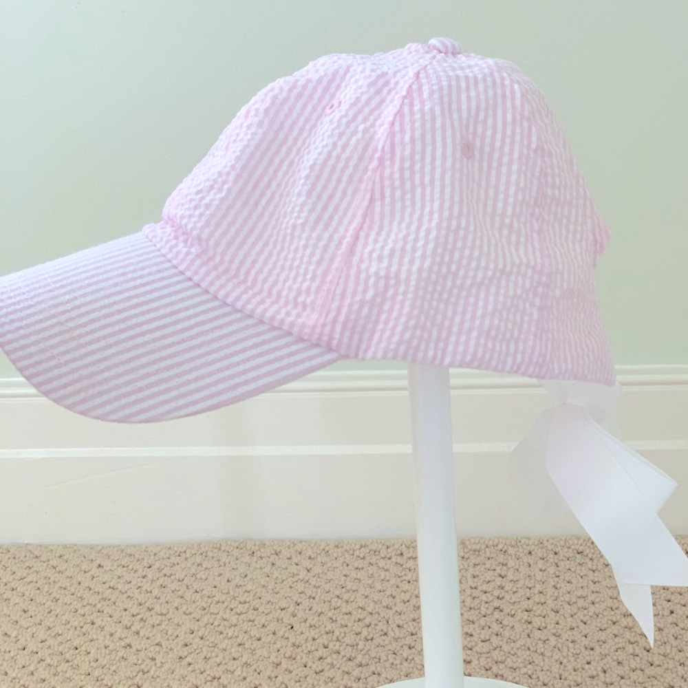 Pink Seersucker Women’s or girls Hat